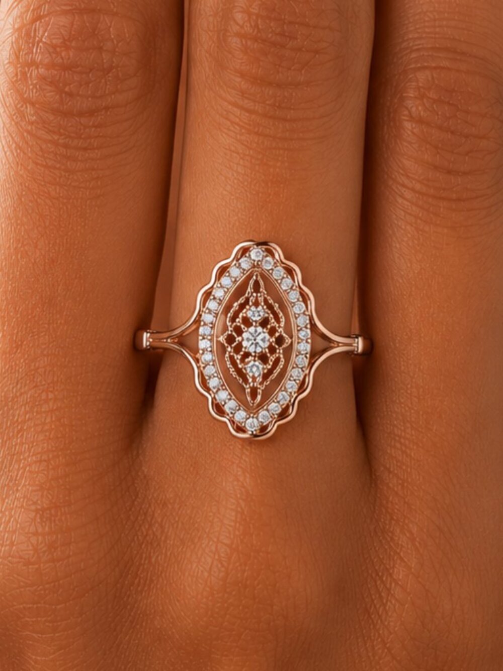 14k Rose Gold Diamond Ring Band